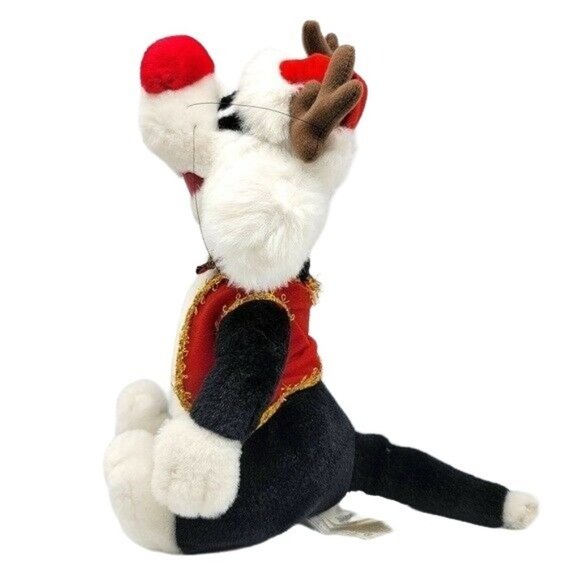 VTG Looney Tunes Santa Sylvester Cat Plush 13" Reindeer Antlers Christmas Warner - Picture 4 of 12